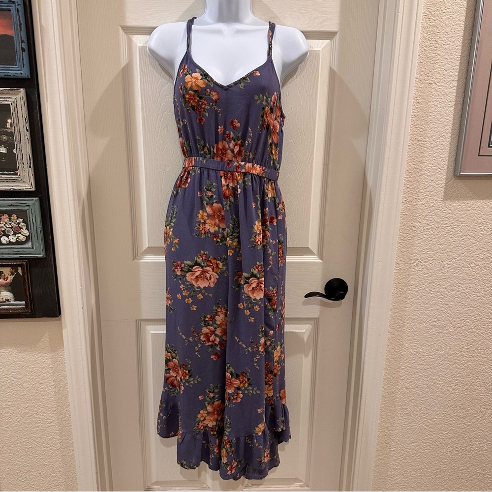 America Eagle Purple Floral Ruffled Sleeveless Romper Jumpsuit Small